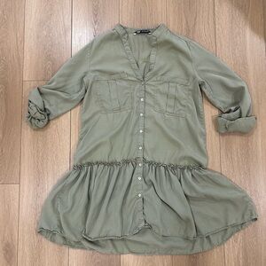 Zara Olive Green Button-Down Dress